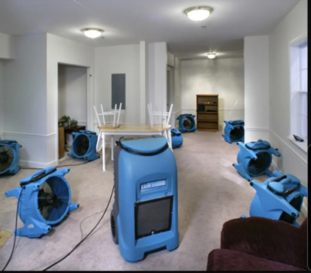 Air movers and dehumidifier setup for Water Extraction & Removal in Pico Rivera